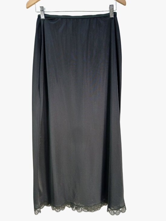 lorraine Other - Vintage Black Nylon Half Slip Size L Lace Hem Back Vent Lorraine Office Corpcore